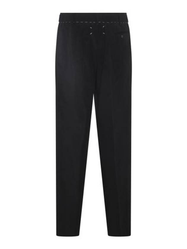 Drawstring Cotton High Waist Pants Black - MAISON MARGIELA - BALAAN 3