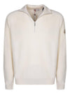 Cotton Cashmere Half Zip Knit Top White - MONCLER - BALAAN 1