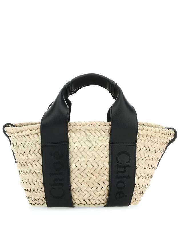 Sense Small Raffia Tote Bag Beige Black - CHLOE - BALAAN 2