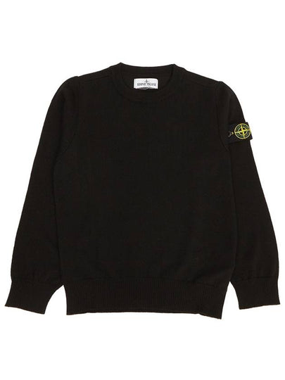 Kids Wappen Patch Virgin Wool Knit Top Black - STONE ISLAND - BALAAN 2