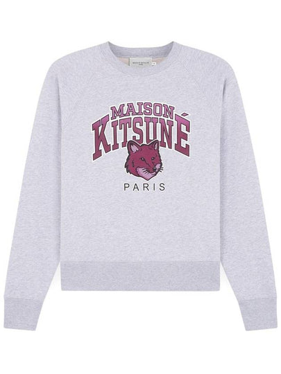 Campus Fox Print Cotton Sweatshirt Light Grey Melange - MAISON KITSUNE - BALAAN 2