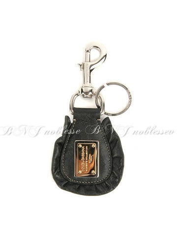 Logo Patch Ruffle Leather Key Holder Black - DOLCE&GABBANA - BALAAN 1