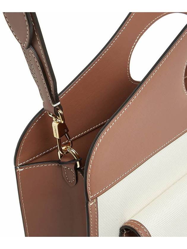 Medium Two-tone Canvas Leather Pocket Tote Bag Beige - BURBERRY - BALAAN 10