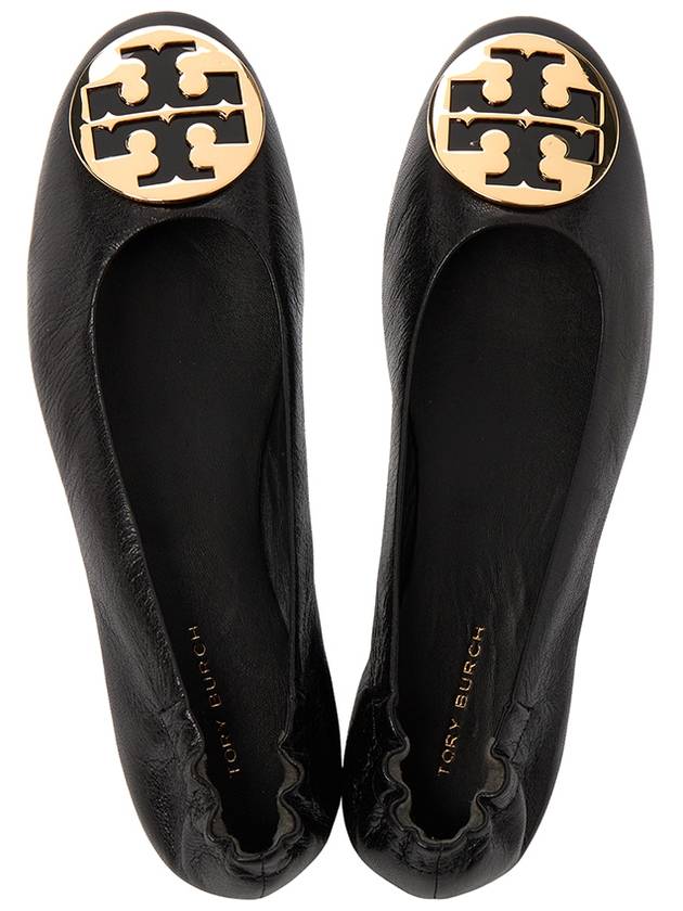 Logo Leather Ballerina Flat Black - TORY BURCH - BALAAN 3