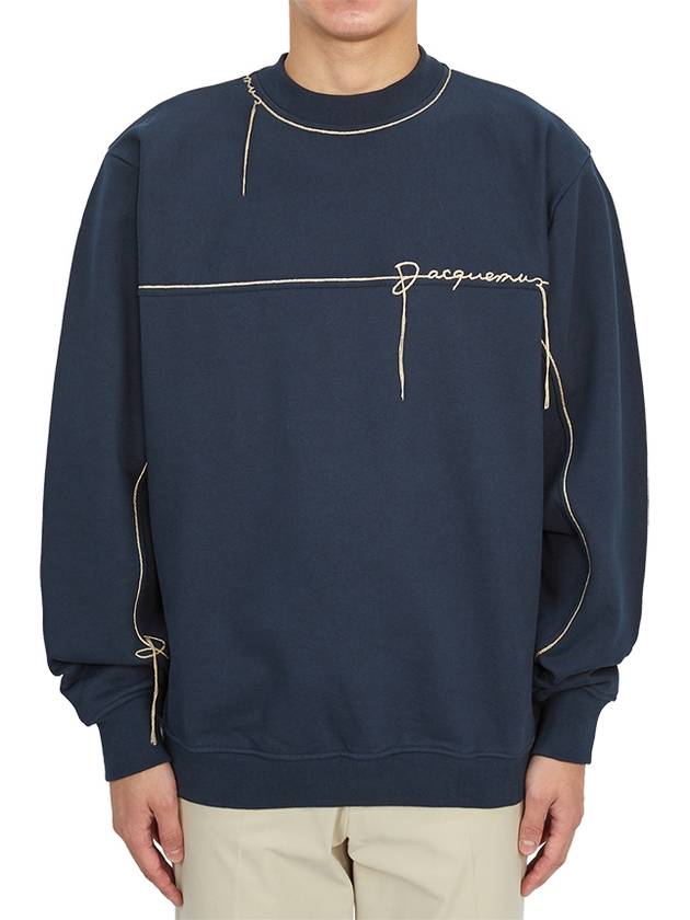 Le Fio Embroidered Logo Sweatshirt Navy - JACQUEMUS - BALAAN 2