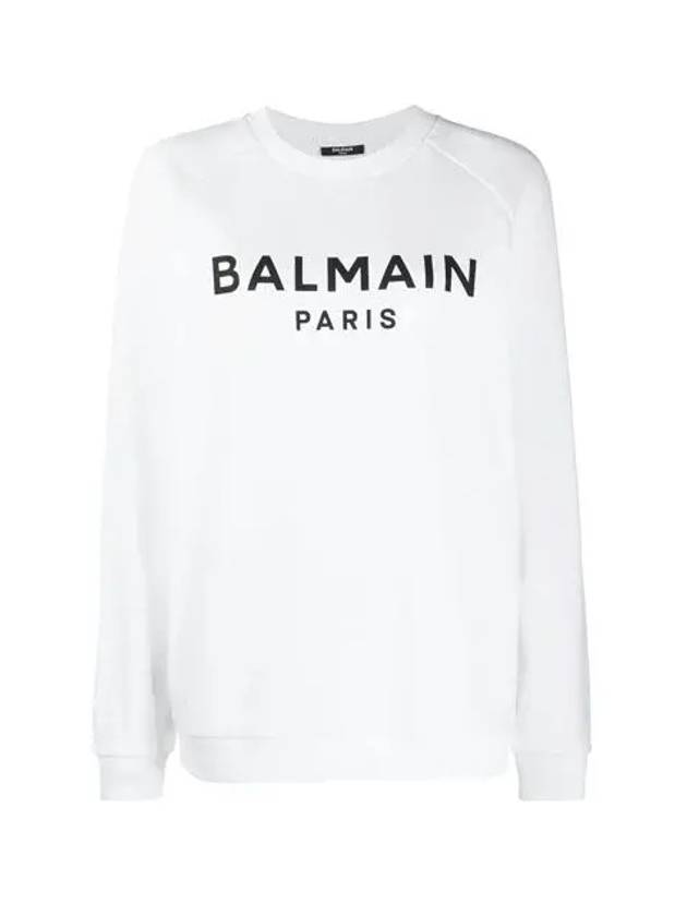 Print Logo Sweatshirt White - BALMAIN - BALAAN.