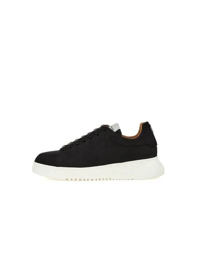 Men s Label Tongue Platform Nubuck Sneakers Black - EMPORIO ARMANI - BALAAN 1