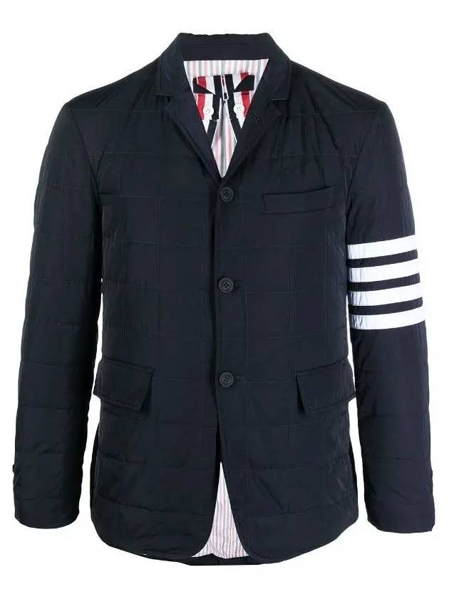 4 Bar Poly Twill Padding Blazer Jacket Navy - THOM BROWNE - BALAAN 3