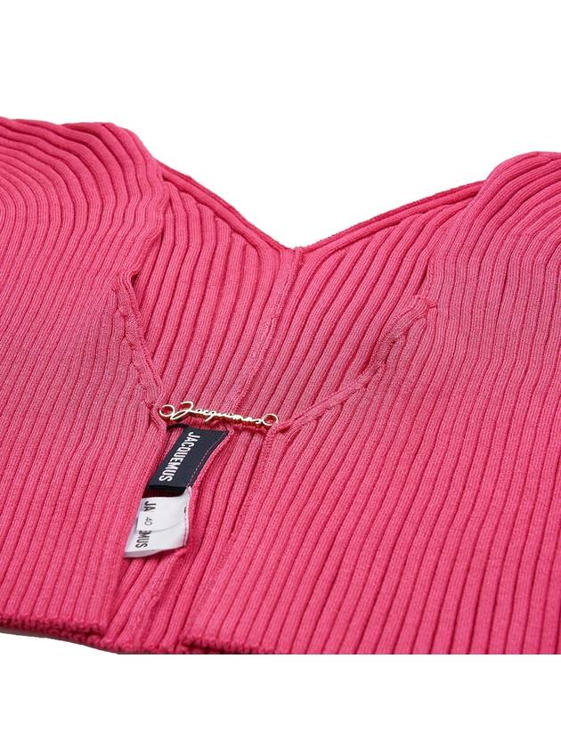 La Maille Pralu Micro Charm Logo Cardigan Pink - JACQUEMUS - BALAAN 9