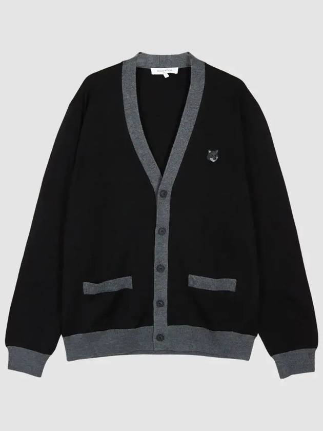 Bold Fox Head Patch Two-Tone Cardigan Black - MAISON KITSUNE - BALAAN 3