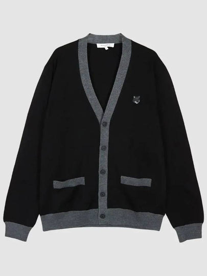 Bold Fox Head Patch Two-Tone Cardigan Black - MAISON KITSUNE - BALAAN 2