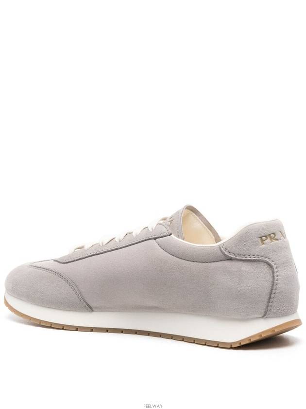 Rank Suede Low Top Sneakers Grey - PRADA - BALAAN 5