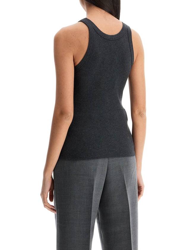 organic cotton ribbed tank top charcoal melange with wide straps - TOTEME - BALAAN 3