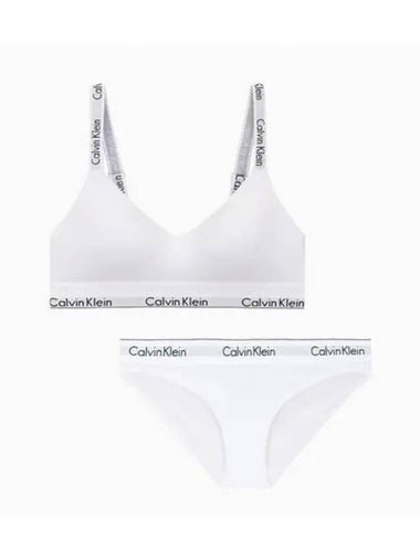 UNDERWEAR Women s Modern Cotton Hook Eye Bralette Set White - CALVIN KLEIN - BALAAN 1