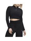 Sportswear Phoenix Plush Slim Crop Long Sleeves T-Shirt Black - NIKE - BALAAN 1