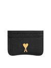 Metal Logo Leather Card Wallet Gold Black - AMI - BALAAN 2