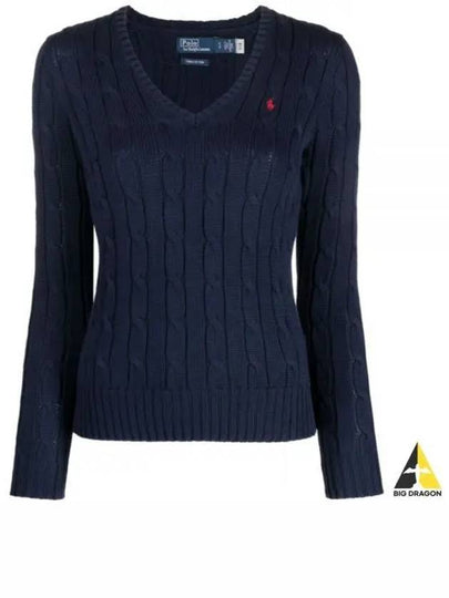 Women's Embroidered Logo Knit Top Navy - POLO RALPH LAUREN - BALAAN 2