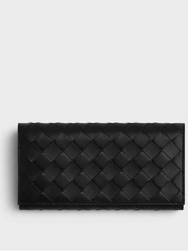 Intrecciato Flap Long Wallet Black - BOTTEGA VENETA - BALAAN 2