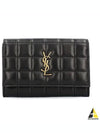 Cassandra Quilting Leather Half Wallet Black - SAINT LAURENT - BALAAN 2