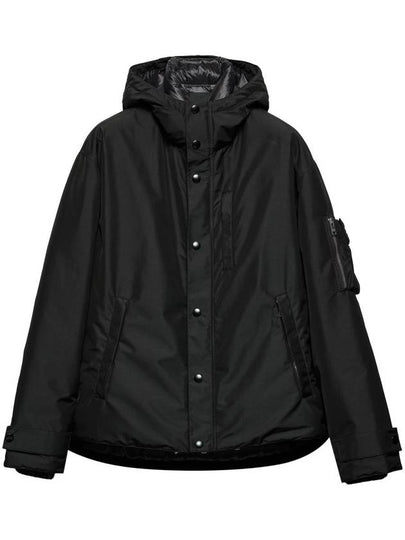 Technical fabric down hooded jacket black - PRADA - BALAAN 2