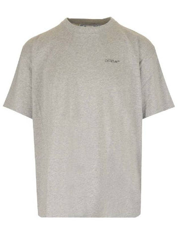 Men's Jumbo Arrow Logo Print Short Sleeve T-Shirt Grey - OFF WHITE - BALAAN 1