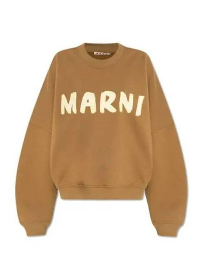 Logo Print Cotton Sweatshirt Olive - MARNI - BALAAN 2