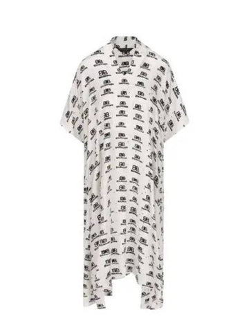 All over hand drone BB silk dress white 725717 TNLA2 - BALENCIAGA - BALAAN 1