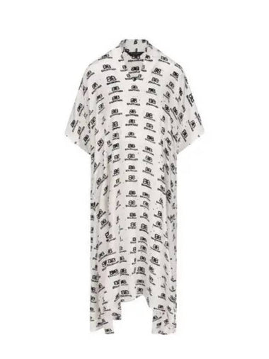 All over hand drone BB silk dress white 725717 TNLA2 - BALENCIAGA - BALAAN 1