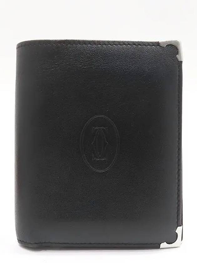 L3000589 Black leather cabochon logo stamping bi fold wallet - CARTIER - BALAAN 2