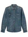 RRL Denim Long Sleeve Shirt Blue - POLO RALPH LAUREN - BALAAN 2