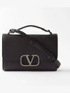 V Logo Leather Shoulder Bag Black - VALENTINO - BALAAN 3