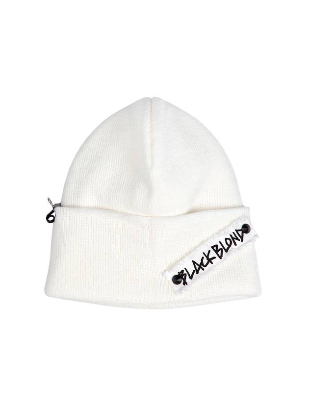 Side Patch Long Beanie White - BLACKBLOND - BALAAN 2