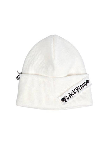 BBD Side Patch Long Beanie White - BLACKBLOND - BALAAN 1