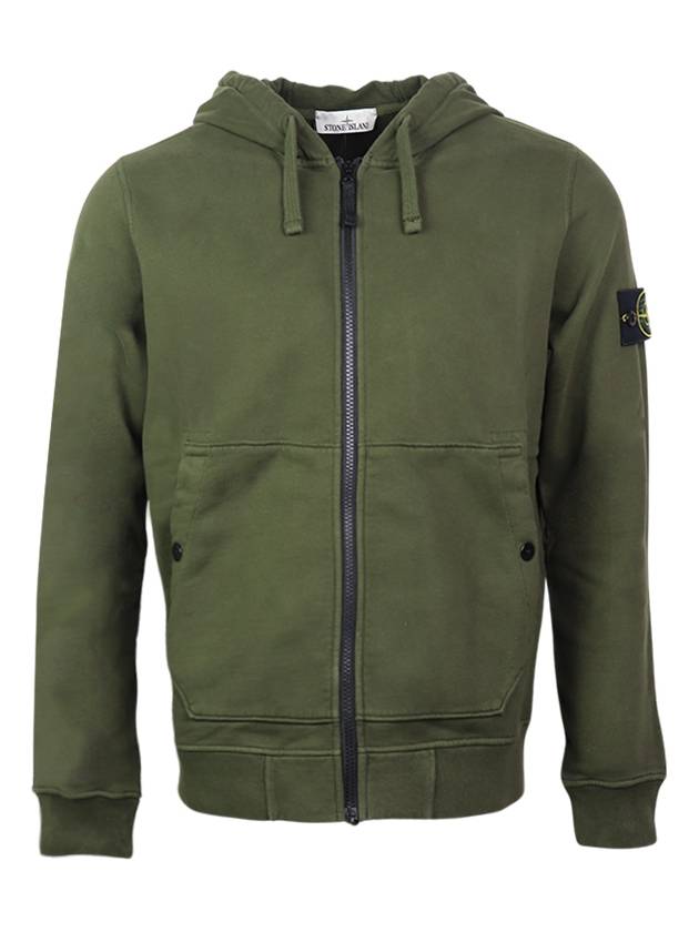 Wappen Patch Cotton Zip Up Hoodie Olive - STONE ISLAND - BALAAN 2