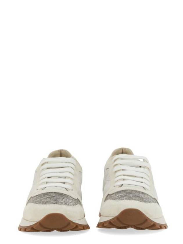 Suede Techno Fabric Runner Low Top Sneakers White - BRUNELLO CUCINELLI - BALAAN 5