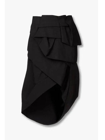 Women s Linen Blend Ruffle Skirt Black - DRIES VAN NOTEN - BALAAN 1