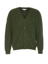 Bold Fox Head Patch Comfort Ribbed Cardigan Green - MAISON KITSUNE - BALAAN 1