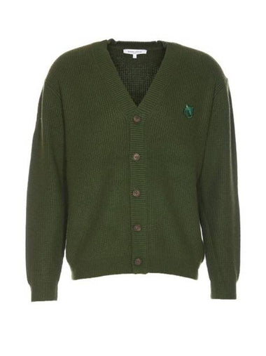 Bold Fox Head Patch Comfort Ribbed Cardigan Green - MAISON KITSUNE - BALAAN 1