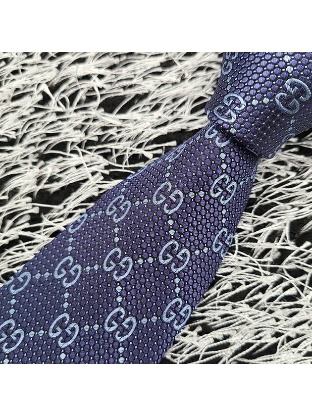 Men's Logo Silk Tie Navy - GUCCI - BALAAN.