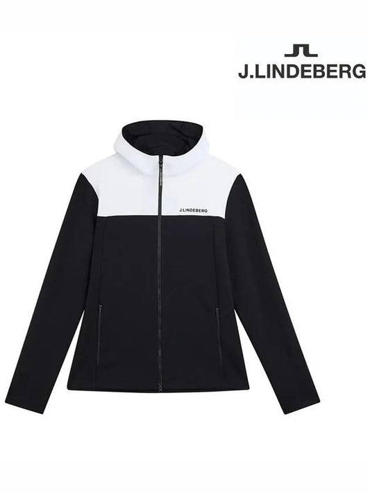 Jeff Logo Hooded Zip Up White Black - J.LINDEBERG - BALAAN 2