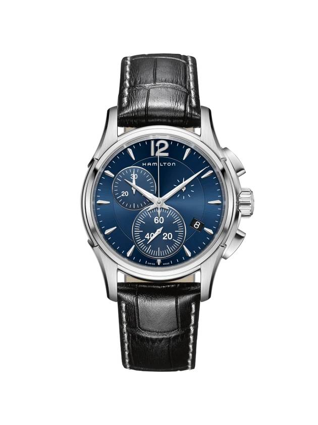 Jazzmaster Chrono Quartz Leather Watch Blue - HAMILTON - BALAAN 1