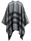 Wool Check Poncho Cape Grey - BURBERRY - BALAAN 5