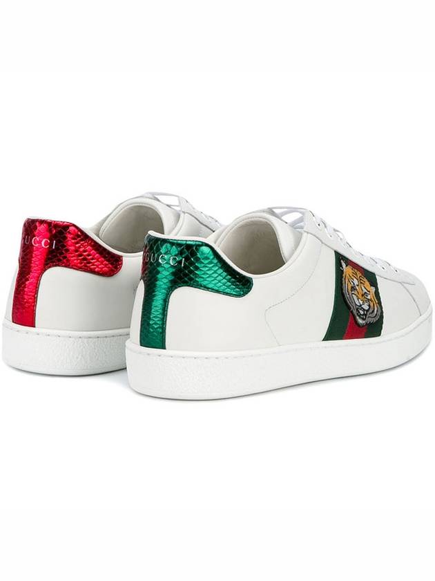 Tiger Embroider Low Top Sneakers White - GUCCI - BALAAN 3