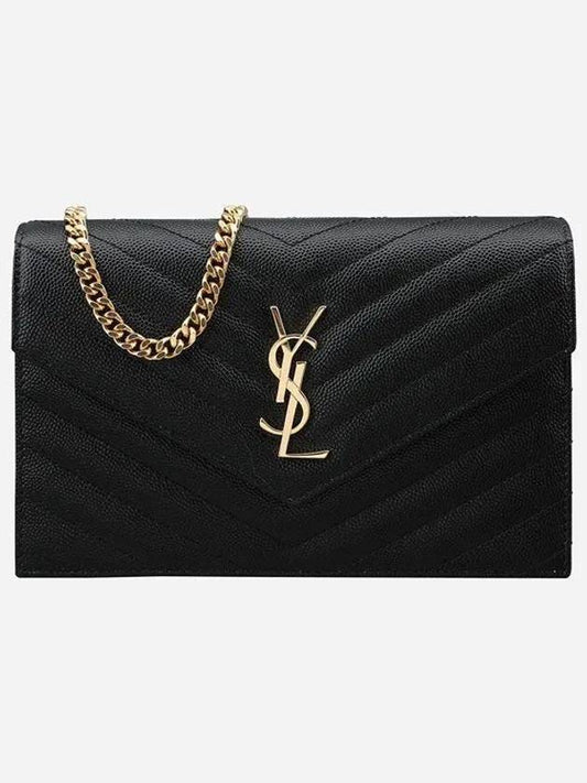 Women's Logo Envelope Chain Long Wallet Black - SAINT LAURENT - BALAAN 2