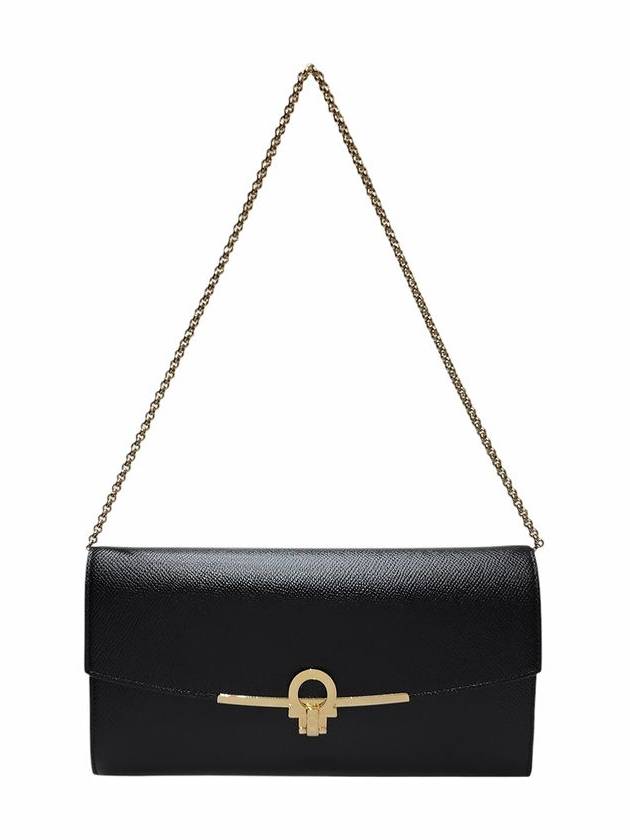 Ferragamo 212965 Black Leather Gancini Mini Chain Shoulder Bag - SALVATORE FERRAGAMO - BALAAN 8