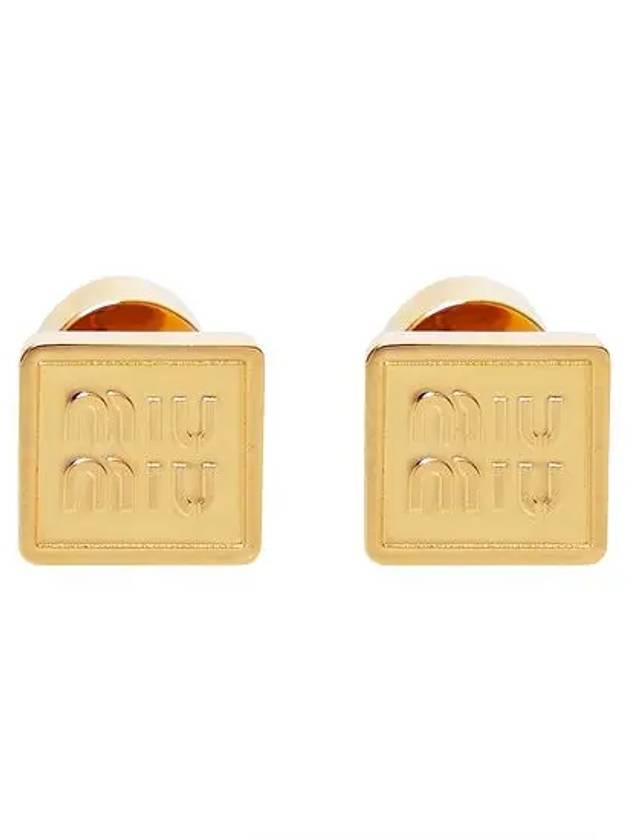 Logo Metal Earrings Gold - MIU MIU - BALAAN 2