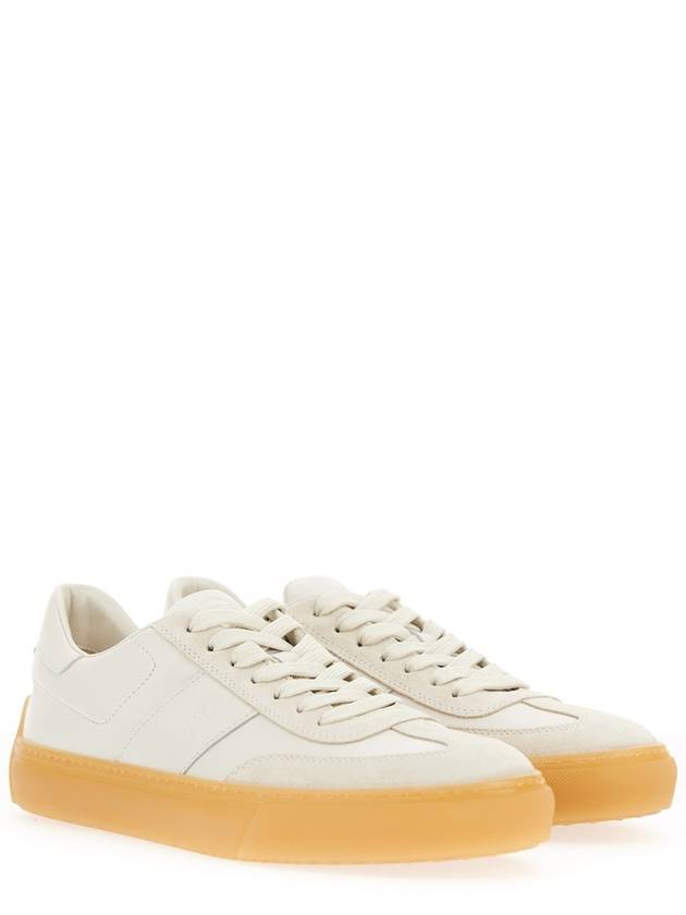 Round Toe Leather Low Top Sneakers White - TOD'S - BALAAN 5