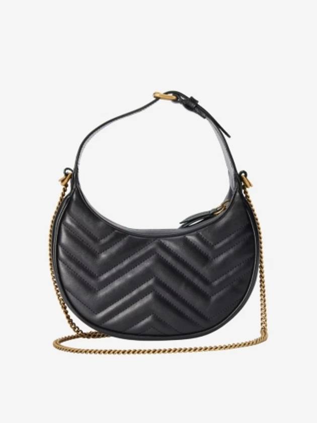 GG Marmont Half Moon Mini Bag Black - GUCCI - BALAAN 3