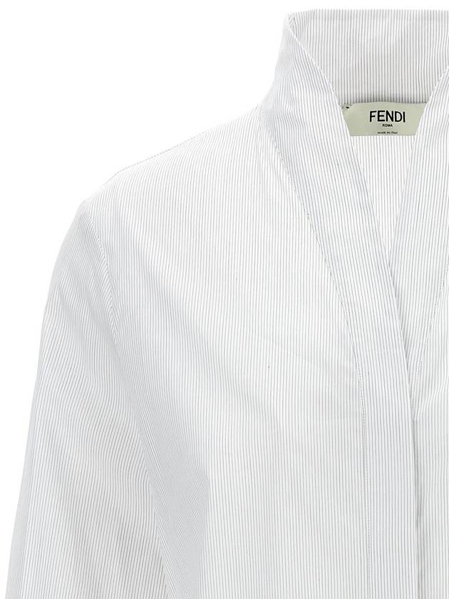 Striped Cotton Shirt White - FENDI - BALAAN 4