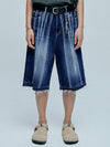 Navajo pattern cut off Bermuda pants indigo blue - KND - BALAAN 3